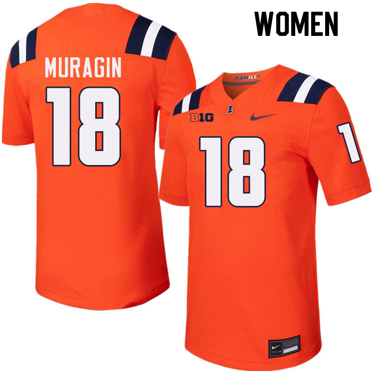 Women #18 Mason Muragin Illinois Fighting Illini College Football Jerseys Stitched-Orange